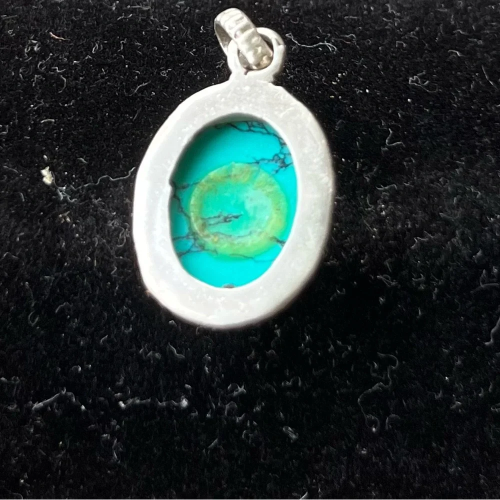 Turquoise Pendant bezel set Sterling Silver 925 - Picture 4 of 5